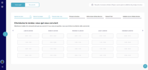 Étape de réservation du rendez-vous par le client sur la plateforme